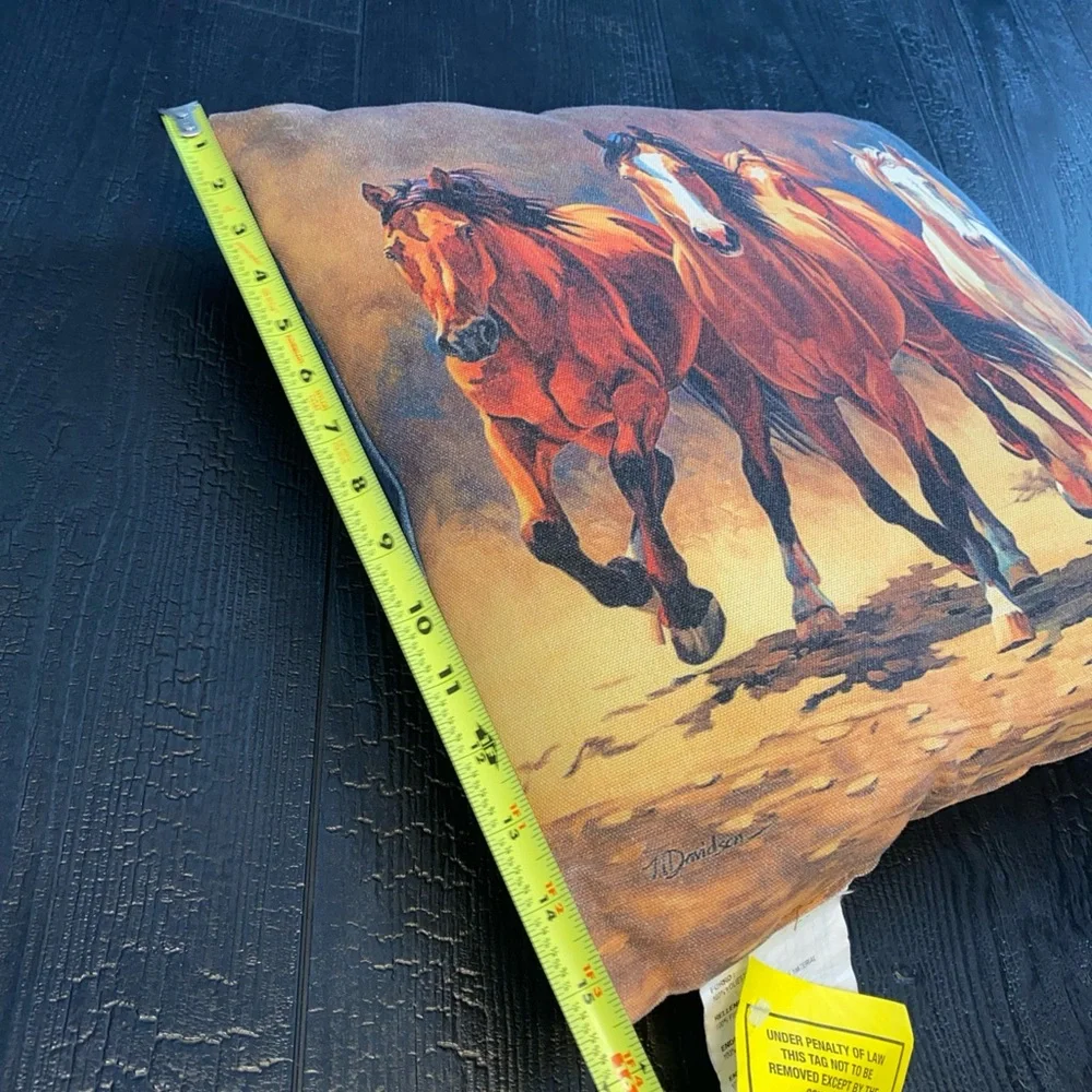 Hoofbeats & Heartbeats Nancy Davidson‎ Running Horses Throw Pillow Vintage